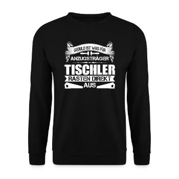 Tischler Beruf Tischlerei Geschenk - Unisex Pullover - Schwarz - Vorne - Alina (178cm) & Michal (187cm)