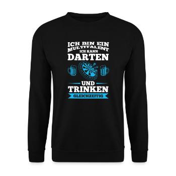 Darten Trinken Dartspieler Geschenk - Unisex Pullover - Schwarz - Vorne - Alina (178cm) & Michal (187cm)