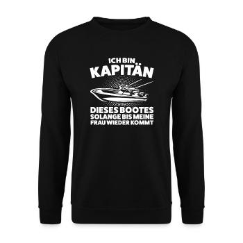 Kapitän Boot Segeln Geschenk - Unisex Pullover - Schwarz - Vorne - Alina (178cm) & Michal (187cm)