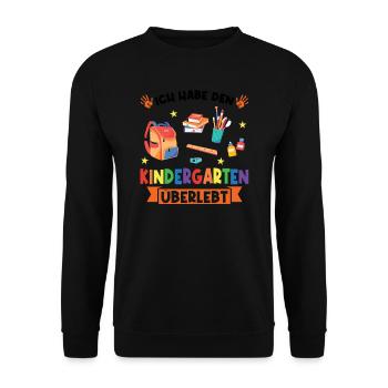 Kindergarten Abschluss Kita-Abgänger Geschenk - Unisex Pullover - Schwarz - Vorne - Alina (178cm) & Michal (187cm)