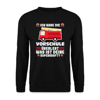 Vorschule Feuerwehr Vorschule Abschluss Geschenk - Unisex Pullover - Schwarz - Vorne - Alina (178cm) & Michal (187cm)