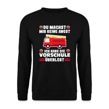 Vorschule Feuerwehr Vorschulkind Geschenk - Unisex Pullover - Schwarz - Vorne - Alina (178cm) & Michal (187cm)