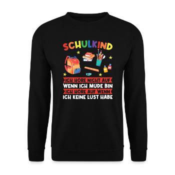 Schulkind Einschulung Schulbeginn Geschenk - Unisex Pullover - Schwarz - Vorne - Alina (178cm) & Michal (187cm)