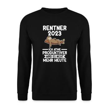 Rentner 2023 Faultier Ruhestand Geschenk - Unisex Pullover - Schwarz - Vorne - Alina (178cm) & Michal (187cm)