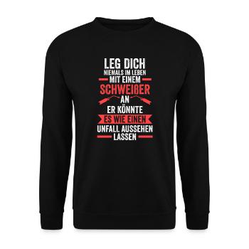 Schweißer Beruf Metallbauer Geschenk - Unisex Pullover - Schwarz - Vorne - Alina (178cm) & Michal (187cm)