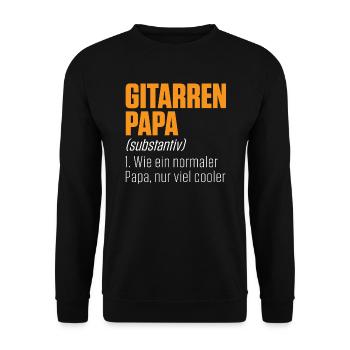 Gitarren Papa Lustiges Vatertag Gitarrenliebhaber - Unisex Pullover - Schwarz - Vorne - Alina (178cm) & Michal (187cm)