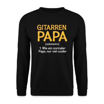 Gitarren Papa Lustiges Vatertag Gitarrenliebhaber - Unisex Pullover - Schwarz - Vorne - Alina (178cm) & Michal (187cm)