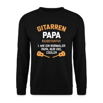 Gitarren Papa Lustiges Vatertag Gitarrenliebhaber - Unisex Pullover - Schwarz - Vorne - Alina (178cm) & Michal (187cm)