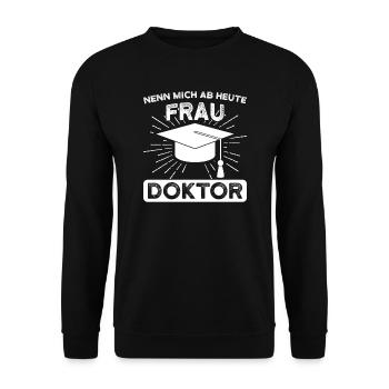 Frau Doktor PHD Doktortitel Geschenk - Unisex Pullover - Schwarz - Vorne - Alina (178cm) & Michal (187cm)