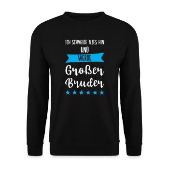 Großer Bruder Familie Grosser Bruder Geschenk - Unisex Pullover - Schwarz - Vorne - Alina (178cm) & Michal (187cm)