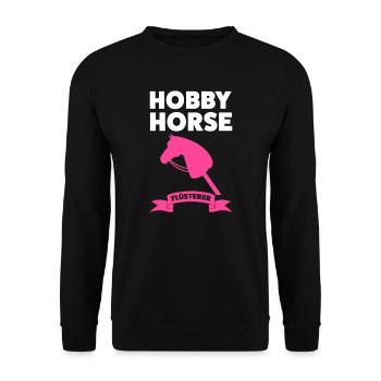 Hobby Horsing Pferd Steckenpferd Geschenk - Unisex Pullover - Schwarz - Vorne - Alina (178cm) & Michal (187cm)