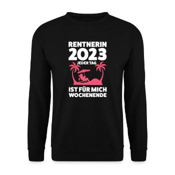 Rentnerin 2023 Rente Rentnerin Geschenk - Unisex Pullover - Schwarz - Vorne - Alina (178cm) & Michal (187cm)