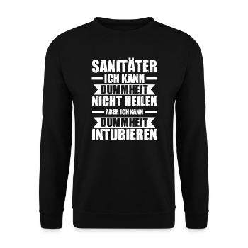 Sanitäter Beruf Notdienst Geschenk - Unisex Pullover - Schwarz - Vorne - Alina (178cm) & Michal (187cm)