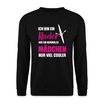 Rudern Sport Ruderin Geschenk - Unisex Pullover - Schwarz - Vorne - Alina (178cm) & Michal (187cm)