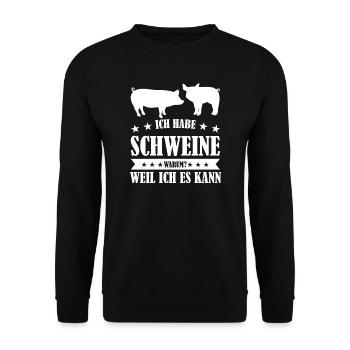 Schwein Bauer Schweine Geschenk - Unisex Pullover - Schwarz - Vorne - Alina (178cm) & Michal (187cm)