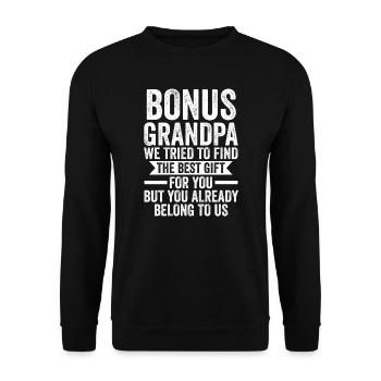 Stief-Opa Bonus-Opa Stief-Großvater Geschenk - Unisex Pullover - Schwarz - Vorne - Alina (178cm) & Michal (187cm)