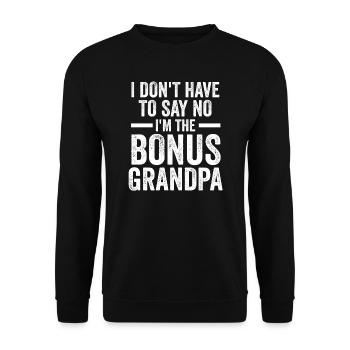 Stief-Opa Bonus-Opa Stief-Großvater Geschenk - Unisex Pullover - Schwarz - Vorne - Alina (178cm) & Michal (187cm)