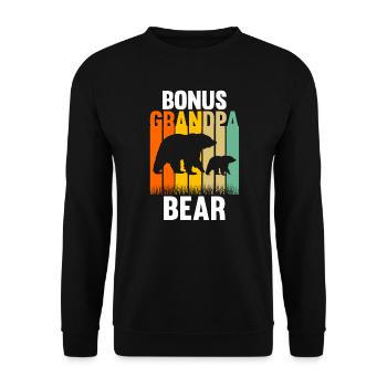 Bonus Papa Bonus Papa-Opa Stiefvater Geschenk - Unisex Pullover - Schwarz - Vorne - Alina (178cm) & Michal (187cm)