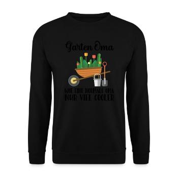 Garten Oma Großmutter Geschenk - Unisex Pullover - Schwarz - Vorne - Alina (178cm) & Michal (187cm)