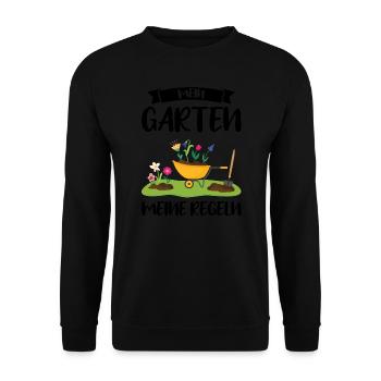 Garten Pflanze Gartenarbeit Geschenk - Unisex Pullover - Schwarz - Vorne - Alina (178cm) & Michal (187cm)