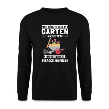 Garten Pflanze Gartenarbeit Geschenk - Unisex Pullover - Schwarz - Vorne - Alina (178cm) & Michal (187cm)