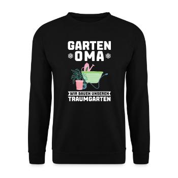 Garten Oma Gärtnern Geschenk - Unisex Pullover - Schwarz - Vorne - Alina (178cm) & Michal (187cm)