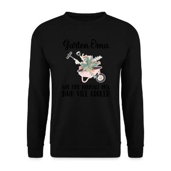 Garten Oma Gärtnern Geschenk - Unisex Pullover - Schwarz - Vorne - Alina (178cm) & Michal (187cm)