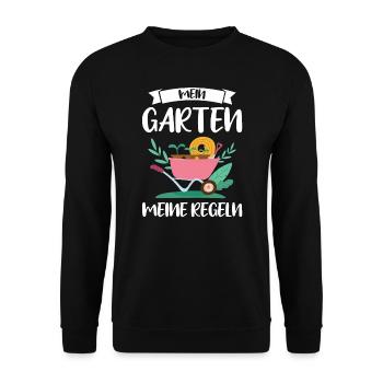 Garten Pflanze Gärtnerei Geschenk - Unisex Pullover - Schwarz - Vorne - Alina (178cm) & Michal (187cm)