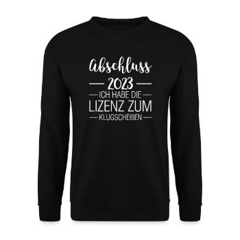 Abschluss 2023 Schule Schulabschluss Geschenk - Unisex Pullover - Schwarz - Vorne - Alina (178cm) & Michal (187cm)