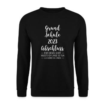 Grundschule Abschluss 2023 Grundschüler Geschenk - Unisex Pullover - Schwarz - Vorne - Alina (178cm) & Michal (187cm)
