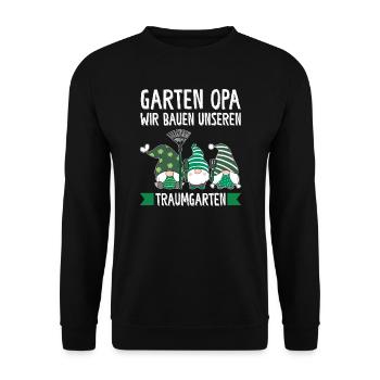 Garten Opa Gnome Gärtnerei Geschenk - Unisex Pullover - Schwarz - Vorne - Alina (178cm) & Michal (187cm)
