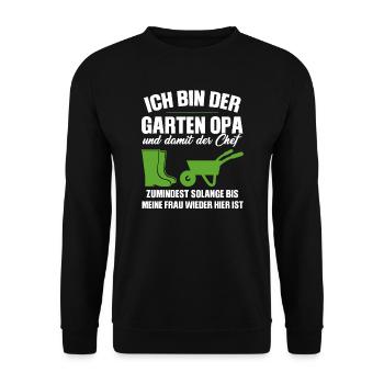 Garten Opa Gnome Gartenarbeit Geschenk - Unisex Pullover - Schwarz - Vorne - Alina (178cm) & Michal (187cm)