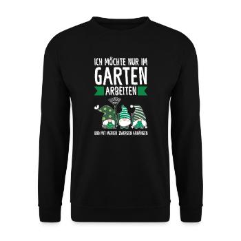 Garten-arbeit Gnome Gärtnerei Geschenk - Unisex Pullover - Schwarz - Vorne - Alina (178cm) & Michal (187cm)