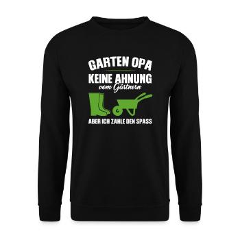 Garten Opa Gnome Großvater Geschenk - Unisex Pullover - Schwarz - Vorne - Alina (178cm) & Michal (187cm)