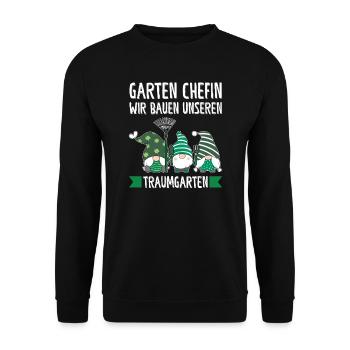 Garten-arbeit Gnome Gärtnerei Geschenk - Unisex Pullover - Schwarz - Vorne - Alina (178cm) & Michal (187cm)