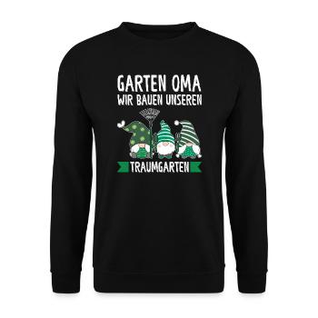 Garten Oma Gnome Großmutter Geschenk - Unisex Pullover - Schwarz - Vorne - Alina (178cm) & Michal (187cm)