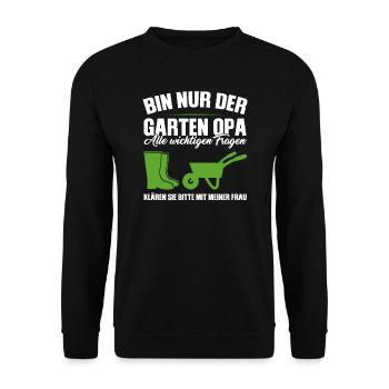 Garten Opa Gnome Großvater Geschenk - Unisex Pullover - Schwarz - Vorne - Alina (178cm) & Michal (187cm)