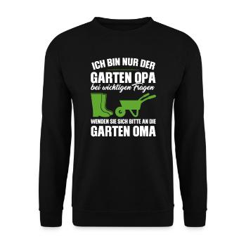 Garten Opa Gnome Gärtnern Geschenk - Unisex Pullover - Schwarz - Vorne - Alina (178cm) & Michal (187cm)