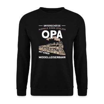 Dampflokomotive Opa Modelleisenbahn Geschenk - Unisex Pullover - Schwarz - Vorne - Alina (178cm) & Michal (187cm)