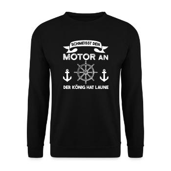 Boot Segeln Kapitän Geschenk - Unisex Pullover - Schwarz - Vorne - Alina (178cm) & Michal (187cm)