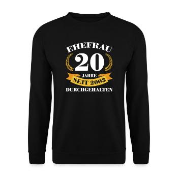 20. Hochzeitstag Ehefrau Porzellanhochzeit Geschen - Unisex Pullover - Schwarz - Vorne - Alina (178cm) & Michal (187cm)