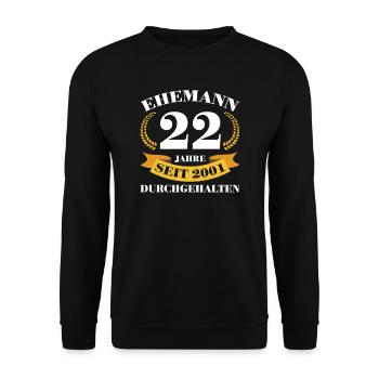 22. Hochzeitstag Ehemann Bronzehochzeit Geschenk - Unisex Pullover - Schwarz - Vorne - Alina (178cm) & Michal (187cm)