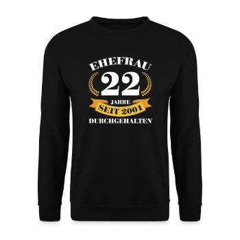 22. Hochzeitstag Ehefrau Bronzehochzeit Geschenk - Unisex Pullover - Schwarz - Vorne - Alina (178cm) & Michal (187cm)