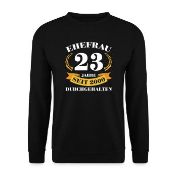 23. Hochzeitstag Ehefrau Titanhochzeit Geschenk - Unisex Pullover - Schwarz - Vorne - Alina (178cm) & Michal (187cm)
