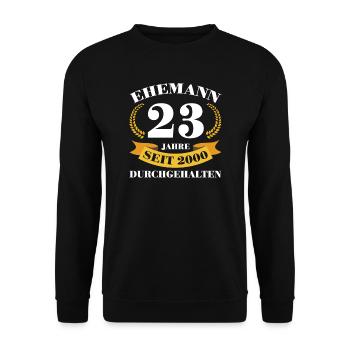 23. Hochzeitstag Ehemann Titanhochzeit Geschenk - Unisex Pullover - Schwarz - Vorne - Alina (178cm) & Michal (187cm)
