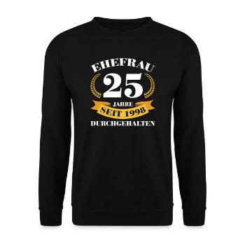 25. Hochzeitstag Ehefrau Silberhochzeit Geschenk - Unisex Pullover - Schwarz - Vorne - Alina (178cm) & Michal (187cm)