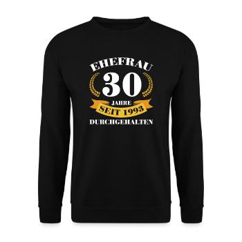 30. Hochzeitstag Ehefrau Perlenhochzeit Geschenk - Unisex Pullover - Schwarz - Vorne - Alina (178cm) & Michal (187cm)