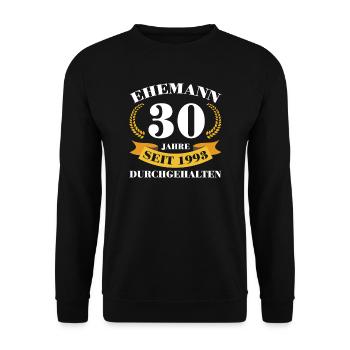 30. Hochzeitstag Ehemann Perlenhochzeit Geschenk - Unisex Pullover - Schwarz - Vorne - Alina (178cm) & Michal (187cm)