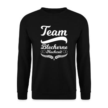 8. Hochzeitstag Ehepaar Blecherne Hochzeit Geschen - Unisex Pullover - Schwarz - Vorne - Alina (178cm) & Michal (187cm)