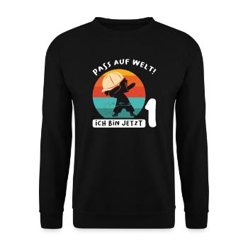 1.Geburtstag Dabbing 1 Jahr alt Geschenk - Unisex Pullover - Schwarz - Vorne - Alina (178cm) & Michal (187cm)